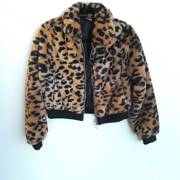 No Boundaries Jackets & Blazers - No Boundaries Leopard Faux Fur Coat Cropped XS